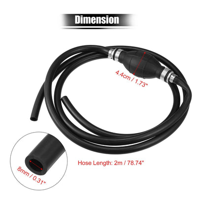 Hand Fuel Transfer Pump / 2m Long 8mm ID / Aluminum Joint for Car Motorcycle