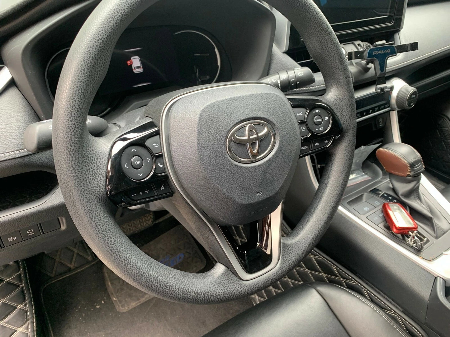 Steering Wheel Black Garnish Cover Trim for Toyota RAV4 (2019-2023) 3 x ABS