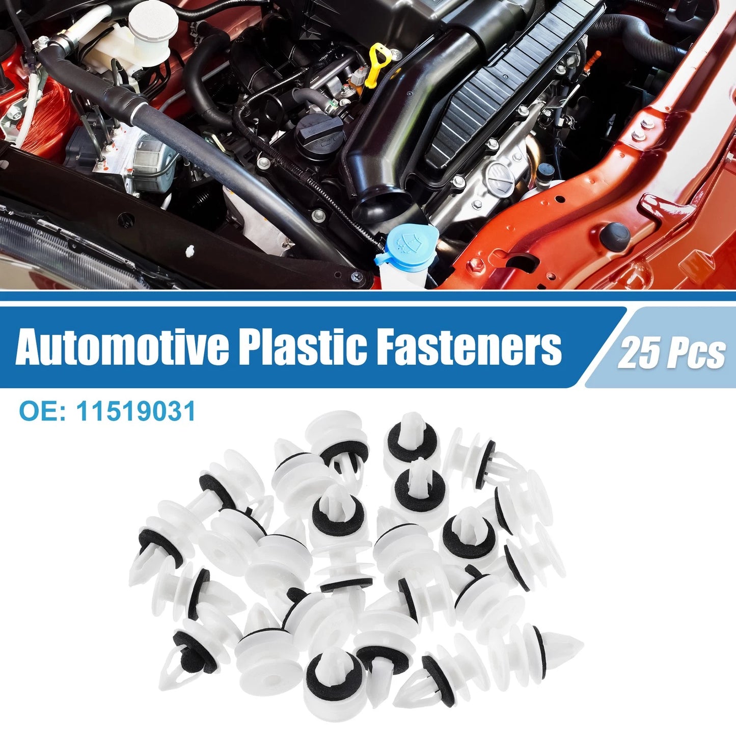 25 x Door Panel Clips for Chevrolet Plastic White