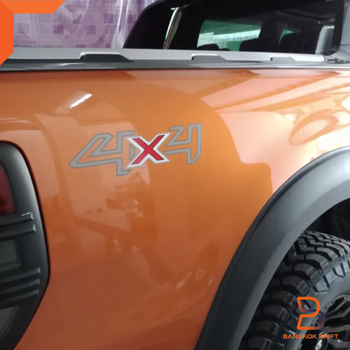 Silver 4x4 Side Cabin Rear Decal Sticker for Ford Ranger PX T6 (2015-2018)