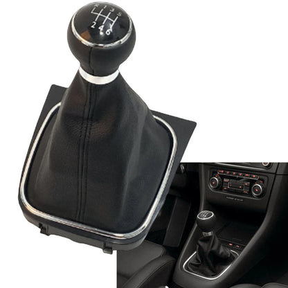 Gear Shift Button Leather Rootwood for VW Golf 6 (2008-2012)