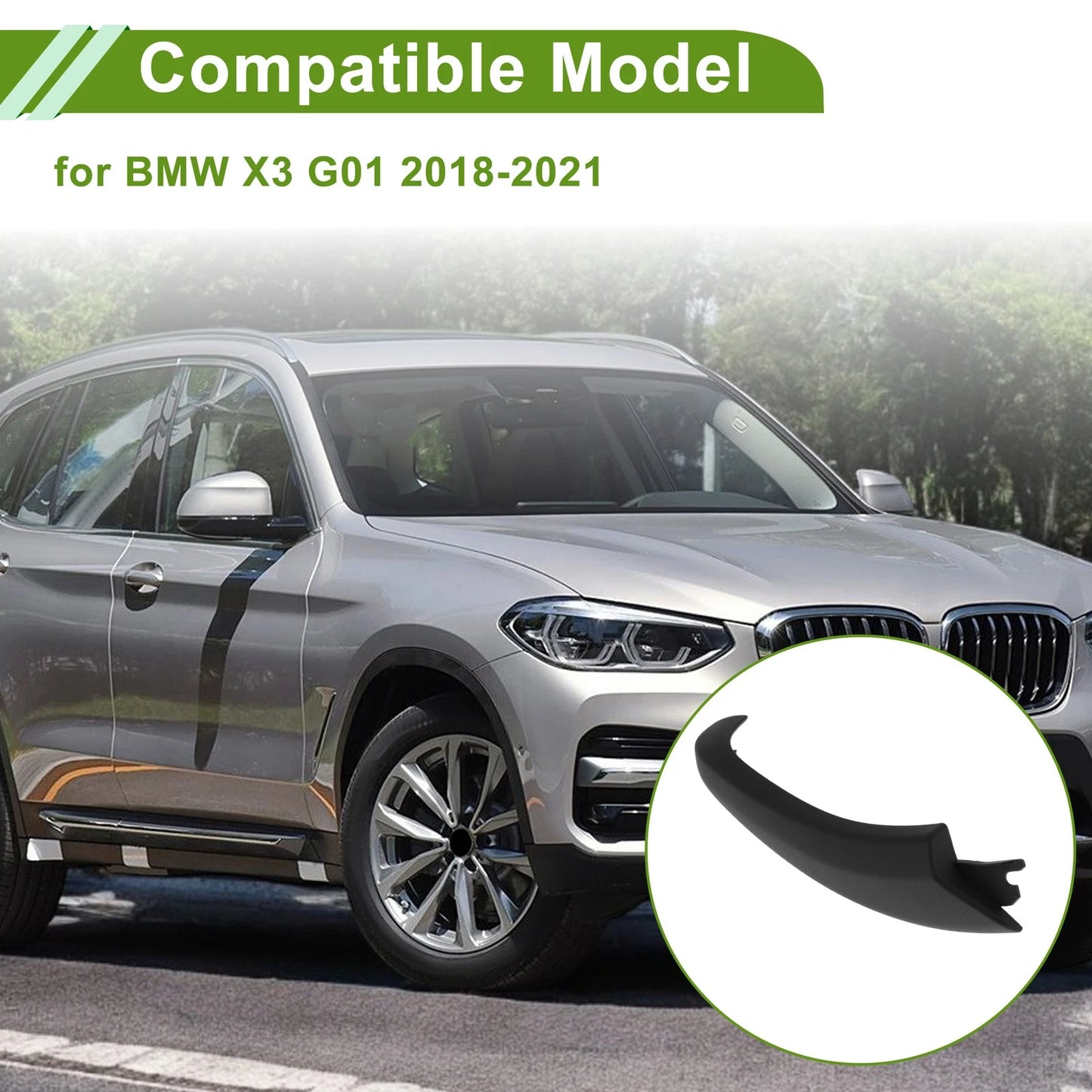 Door Panel Handle Pull Trim Cover for BMW X3 G01 (2018-2021) Black