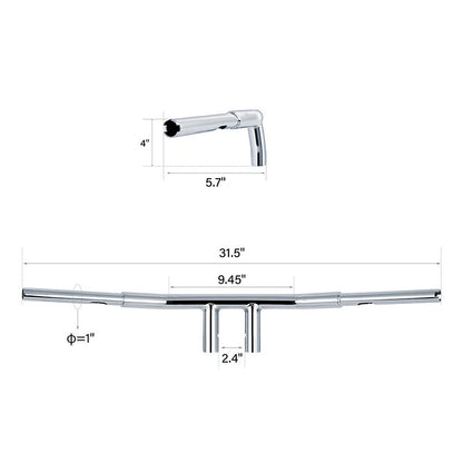 1 1/4" Fat Chrome 4" Rise T-Bar Handlebar for Harley Sportster Dyna (2004-2023)