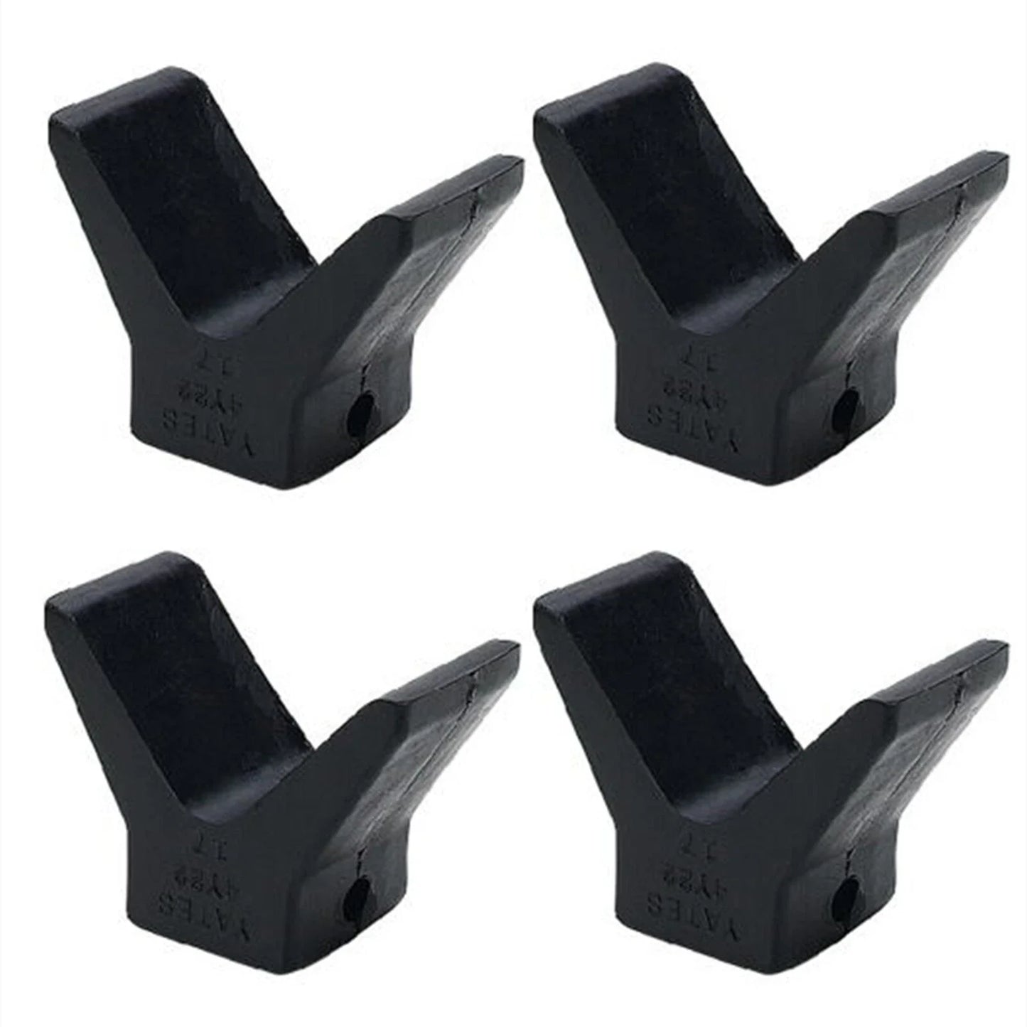 4 Pack 2" Mounting Width Boat Trailer Black Molded Rubber V Bow Stops