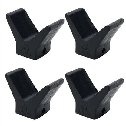 4 Pack 2" Mounting Width Boat Trailer Black Molded Rubber V Bow Stops