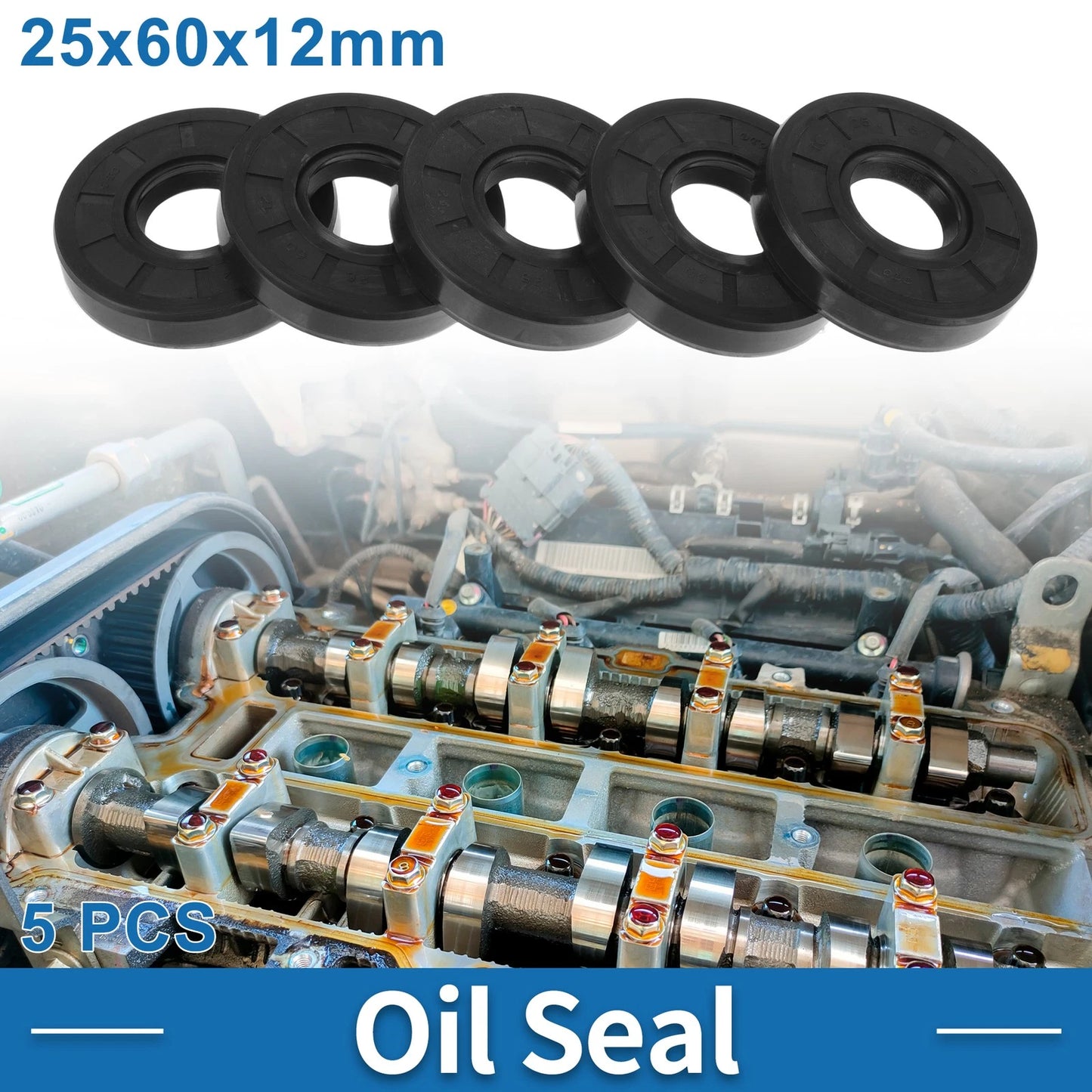 Oil Seal 5 Pcs 25x60x12mm Seal Ring Rotary Shaft Nitrile Rubber for MakeModel