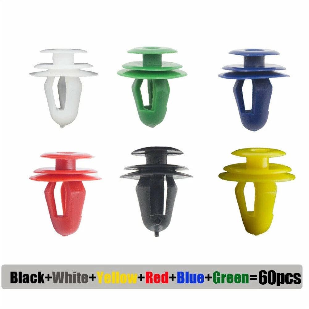60PCS Car Door Panel Clips Fixing Fastener V9mm Hole Card Clip Rivet
