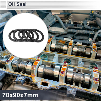Oil Seal 70x90x7mm Black 5 Pcs Ring Rotary Shaft Nitrile Rubber for MakeModel