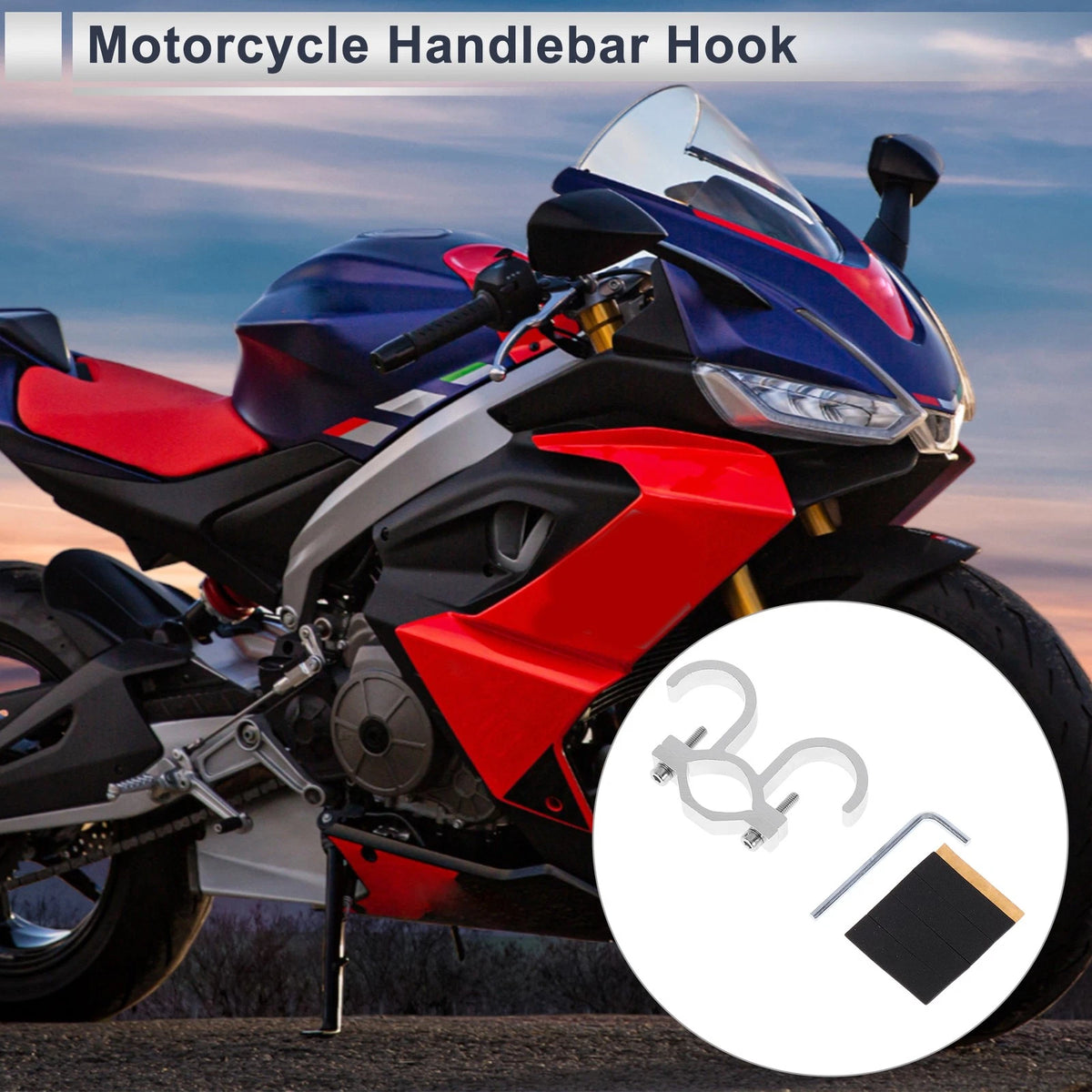 Aluminum Alloy Motorcycle Hanging Hook Hexagon Wrench Gasket 1 Set Silver Tone