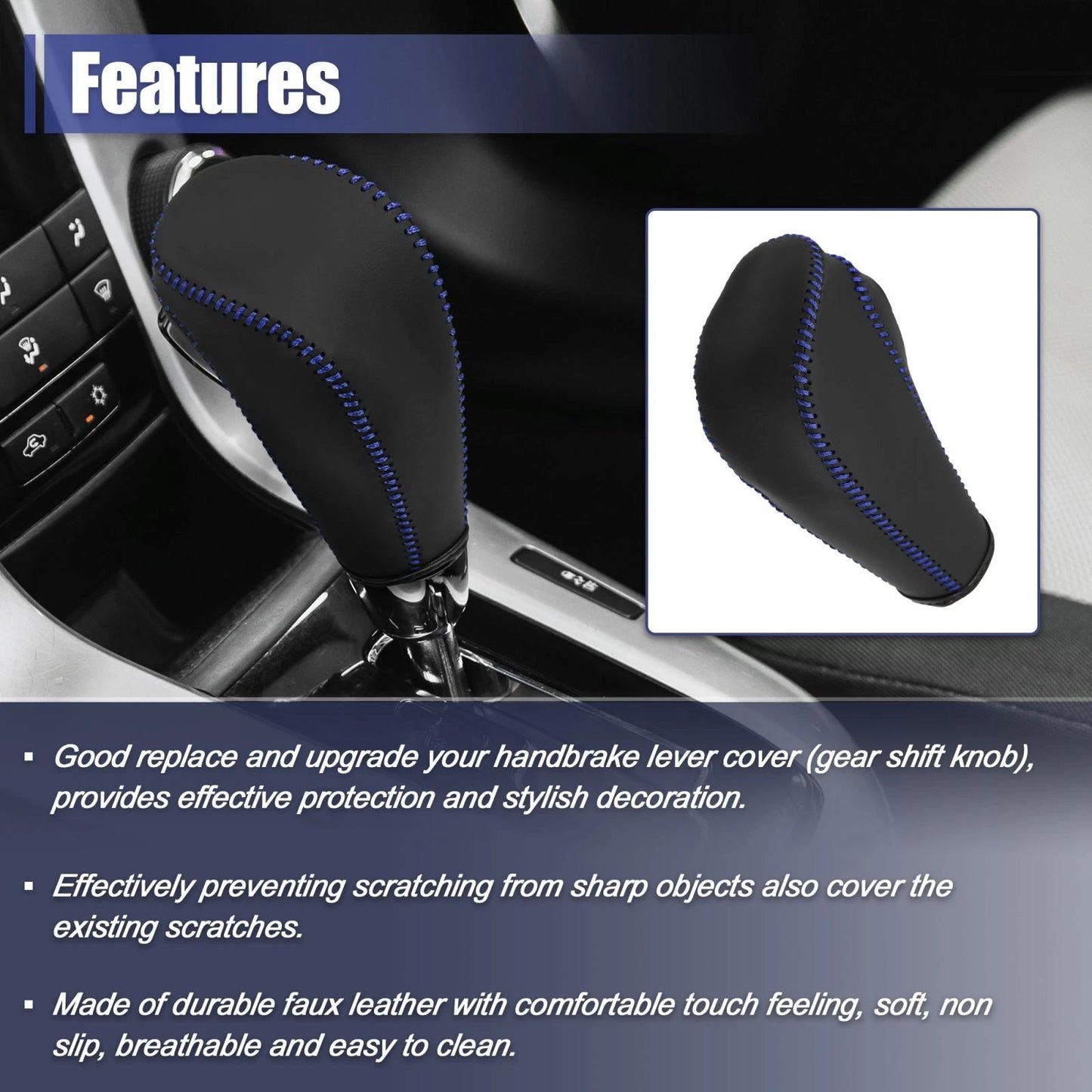 Gear Shift Knob Cover Blue Thread for Cruze 2011-2015 Aveo 2007-2011 (2011-2015)(2007-2011)