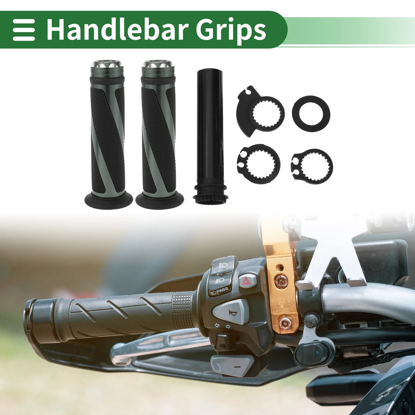 Hand Grips Cover Kit / 7/8" 22mm / Motorcycle Titanium Tone