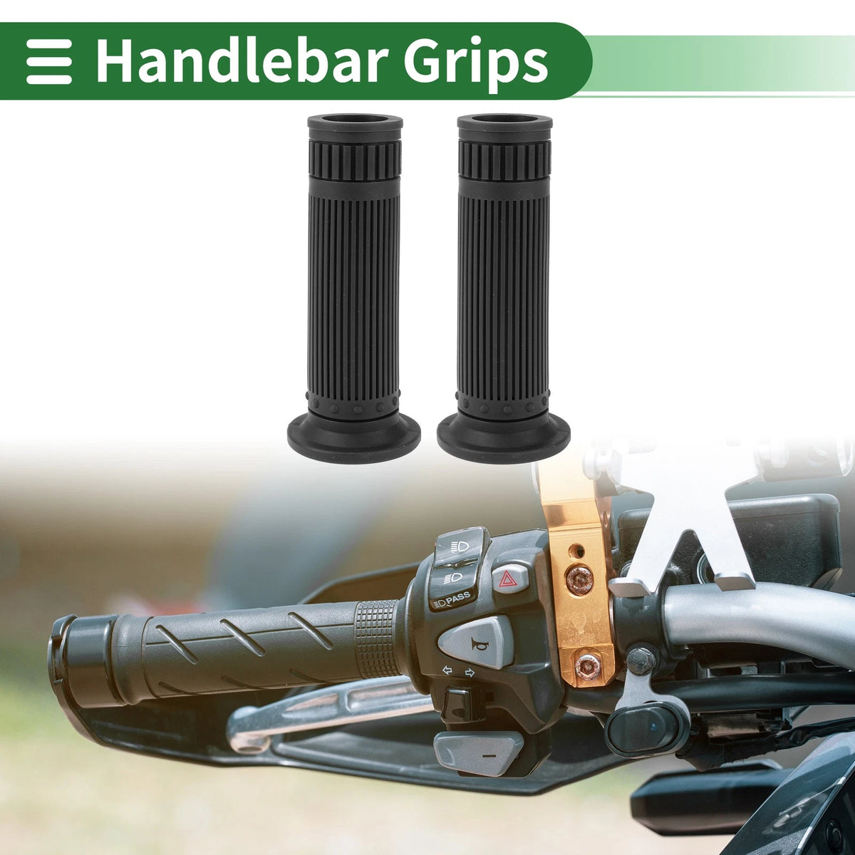 1 x 25mm Hand Grips Cover Handlebar Grips TPU Black for Motorcycle