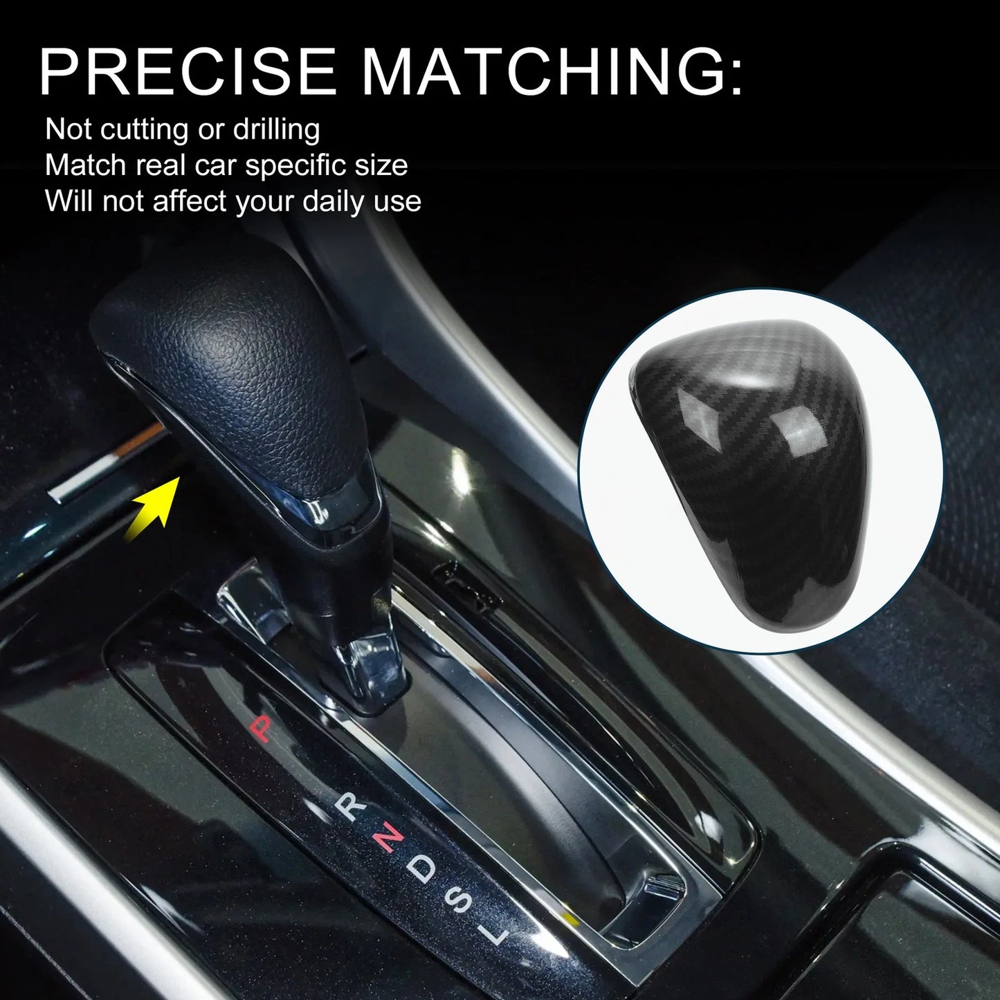 Carbon Fiber Black Gear Shift Knob Cover for Honda Accord (2013-2017)