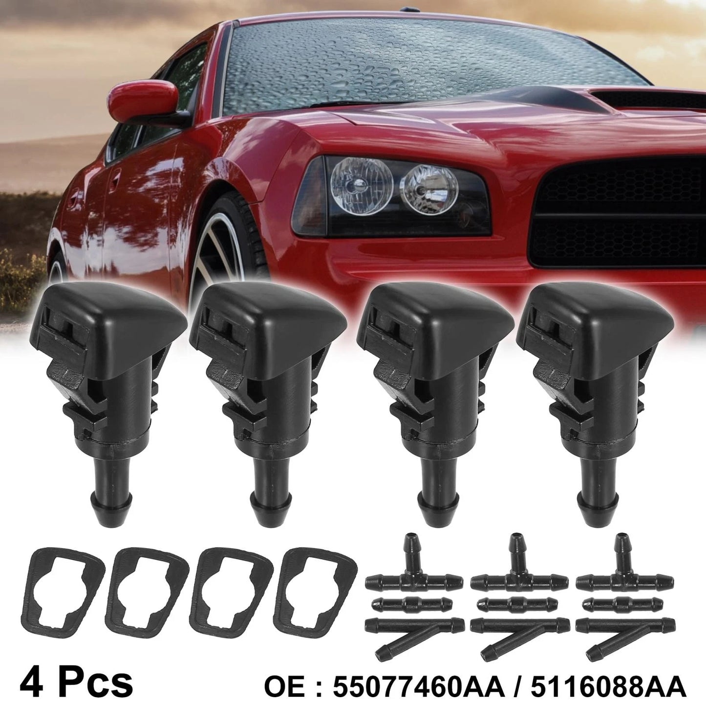 4pcs Front Windshield Wiper Washer Nozzle Jet for Dodge Neon