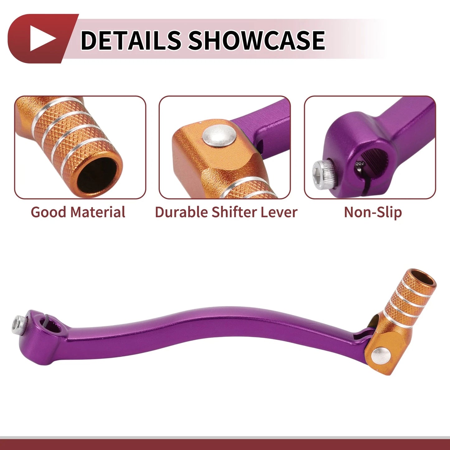 Folding Motorcycle Gear Shifter Lever Purple Lever Orange Head for Kayo T6