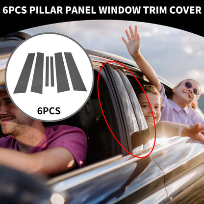 6 Pcs Car Pillar Window Trim for BMW 3 Series E90 Sedan Black Carbon Fiber
