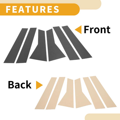 6 x Car Pillar Window Trim Covers for Honda CR-V (2012-2016) Black Carbon Fiber