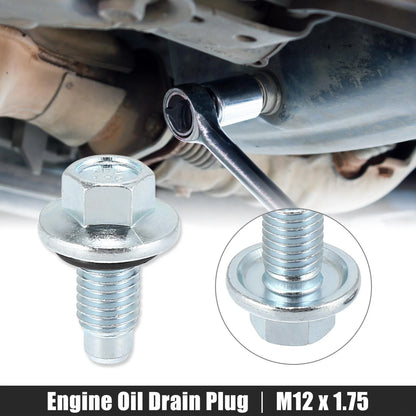 M12 x 1.75 Steel Engine Oil Drain Plug Screw with Seal Ring for Buick