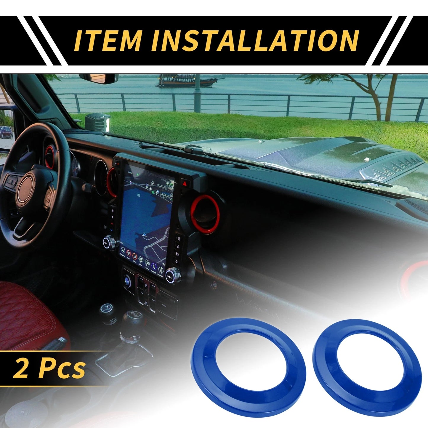 A Pillar Speaker Ring Cover Trim for Jeep Wrangler JK (2007-2014) Blue