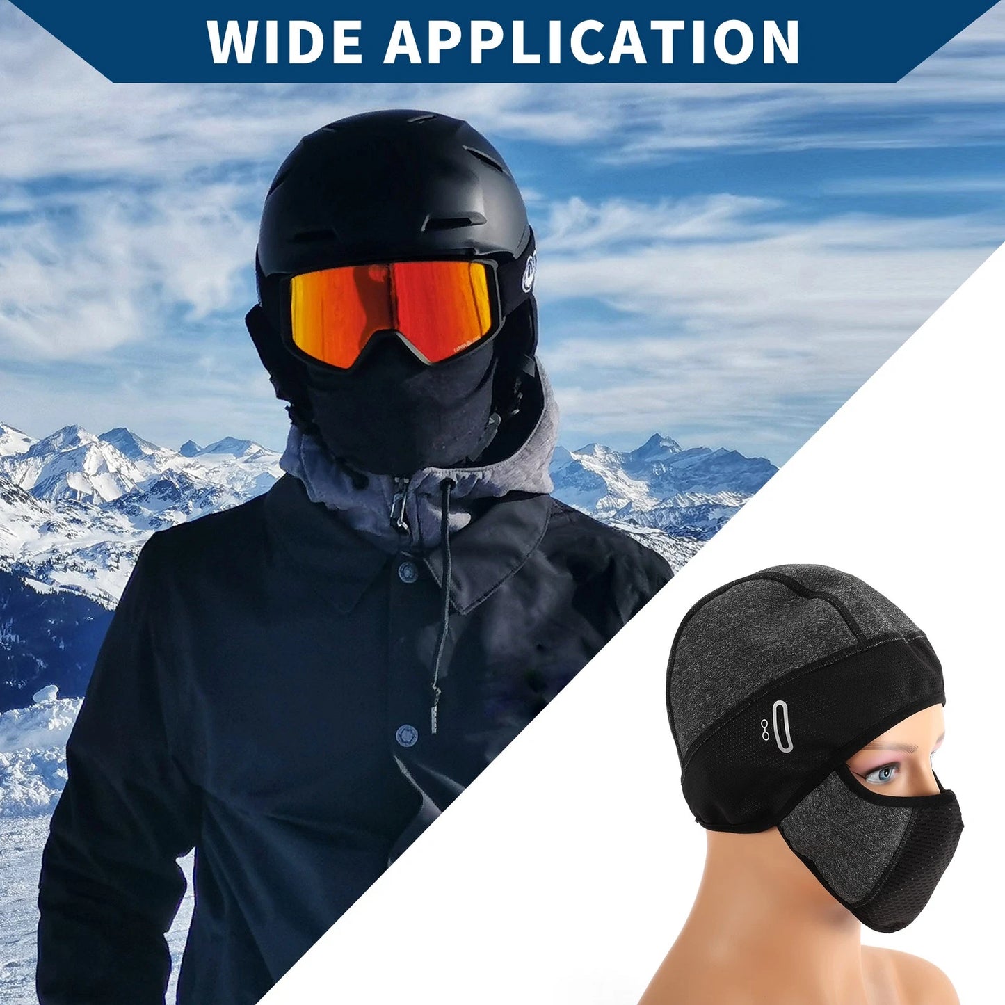 Balaclava Face Mask with Hat Ski Sun Hood for Motorcycle Grey