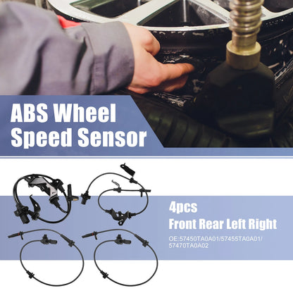 4pcs Front Rear Left Right ABS Sensor for Honda Accord (2008-2012)