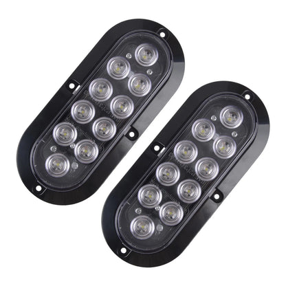 Oval White Trailer Lights 10 LED Sealed Stop Turn Tail for Truck