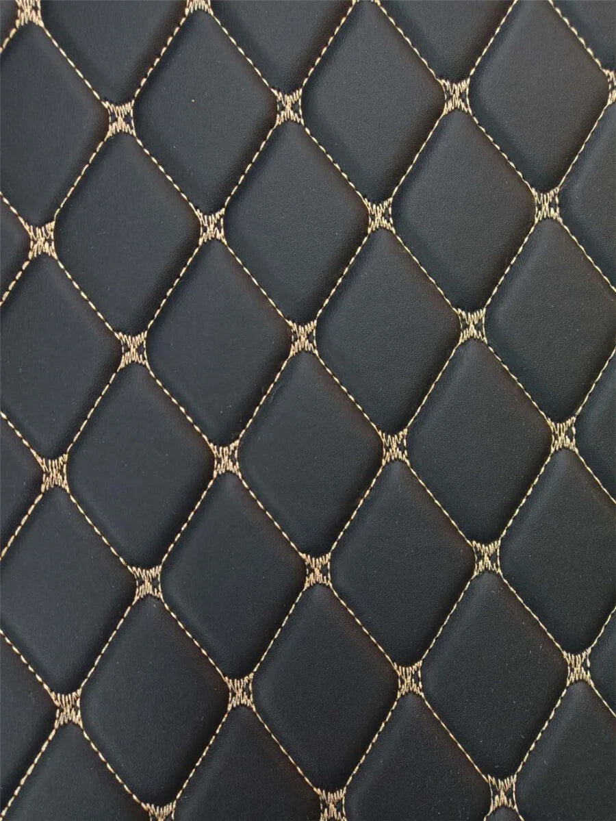 4 x Car Floor Mats Waterproof PU Leather Black & Beige