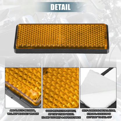 6 x Rectangular Stick-on Safety Spoke Reflector Orange for Motorcycle