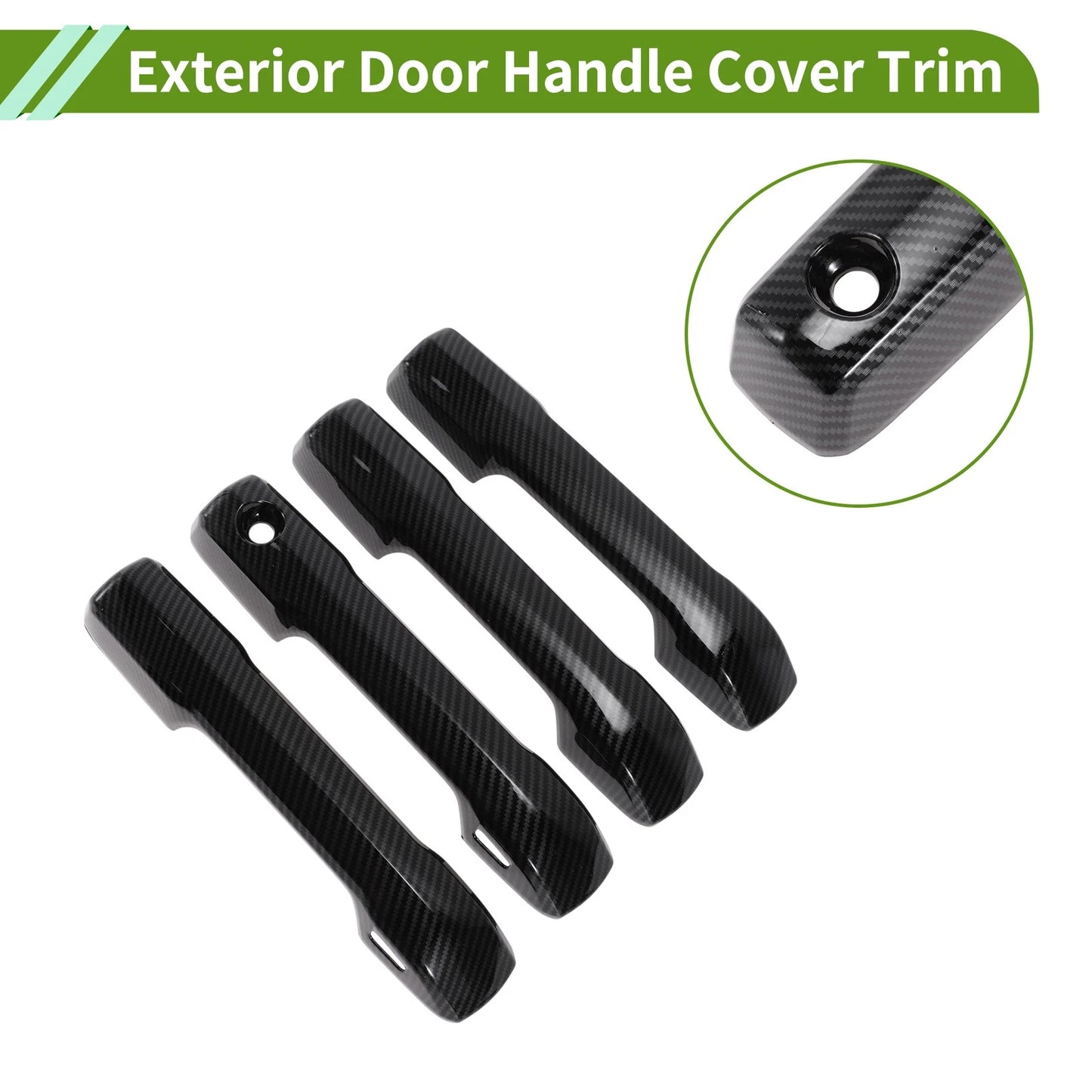 Carbon Fiber Black Exterior Door Handle Cover Trim for Toyota Tundra (2022-2024)