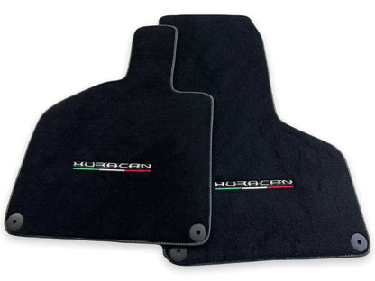 Floor Mats for Lamborghini Huracan 2014-2022 Black Tailored Carpets Green Stitch