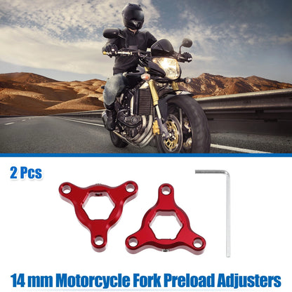 Fork Preload Adjusters 2 x 14mm Aluminum Alloy Red for Motorcycle