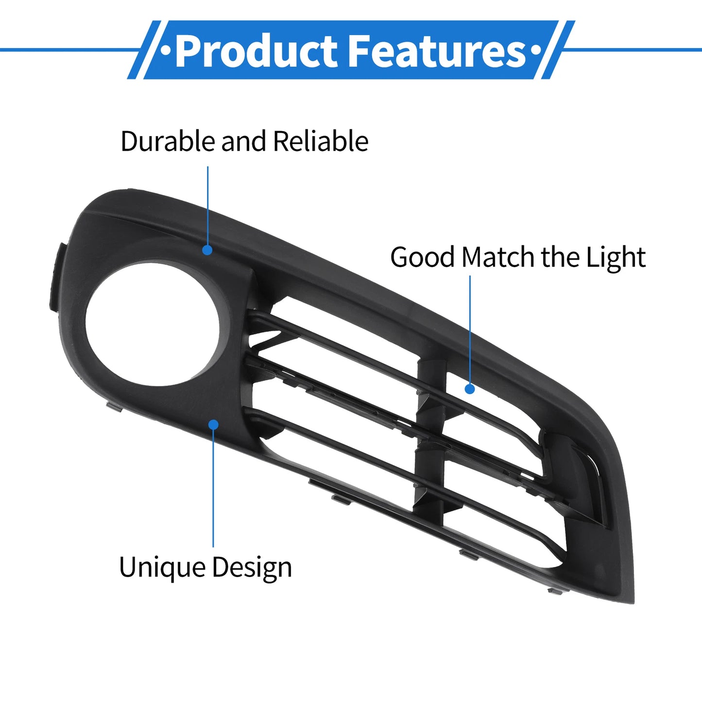 Front Right Fog Light Grill for BMW 528i 2015-2016 (1 Pc, Black)