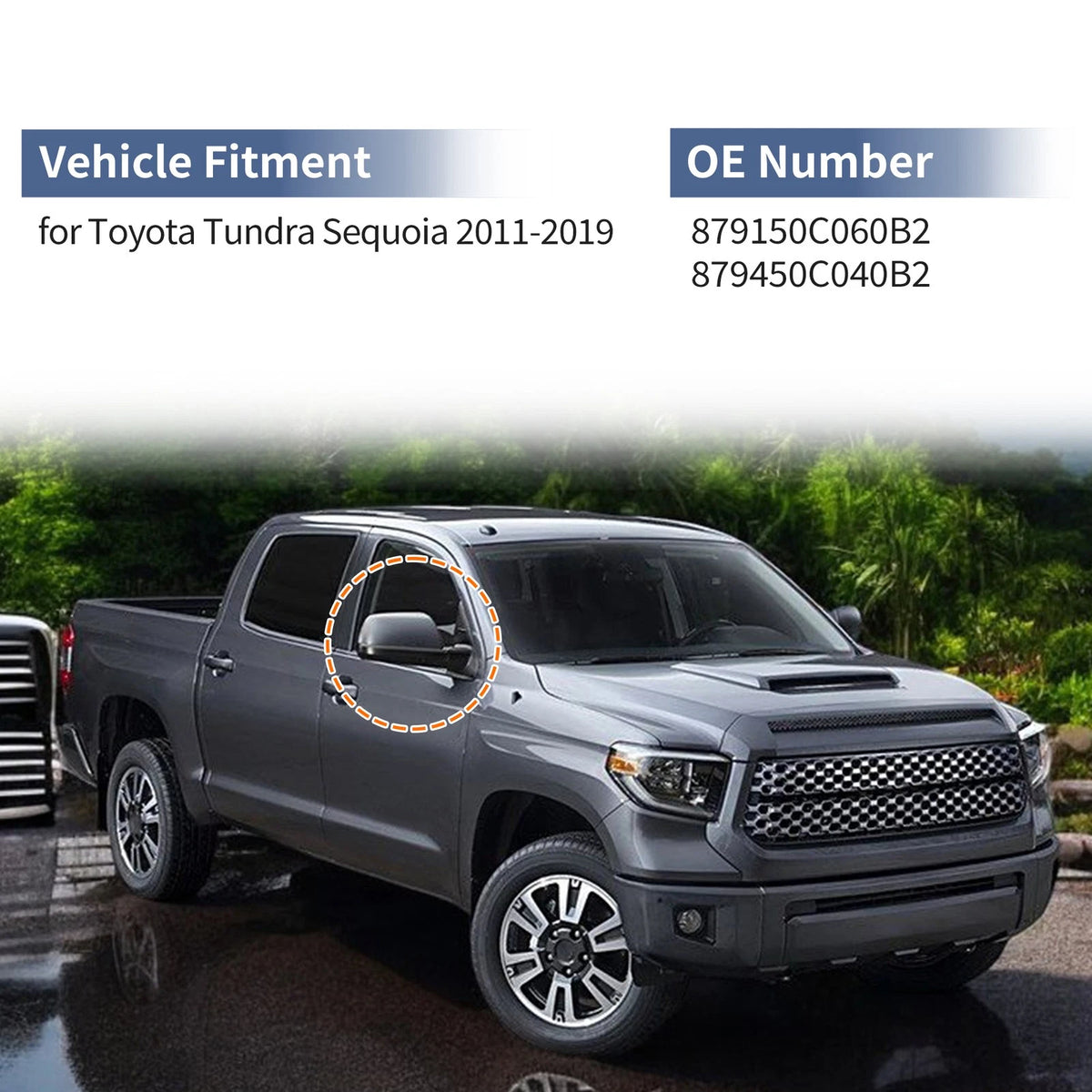 Silver Tone Left Right Mirror Cover Caps for Toyota Tundra Sequoia (2007-2021)