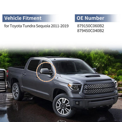 Silver Tone Left Right Mirror Cover Caps for Toyota Tundra Sequoia (2007-2021)