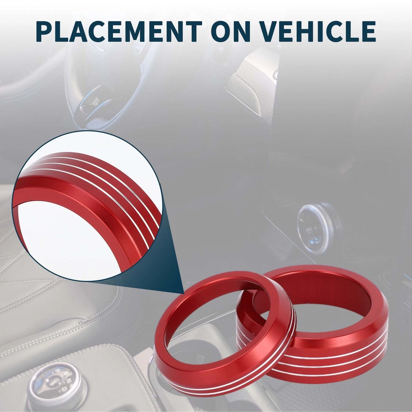 Red Gear Shift Switch Knob Cover Ring for Ford Mach-E (2021-2024) 2 Pcs