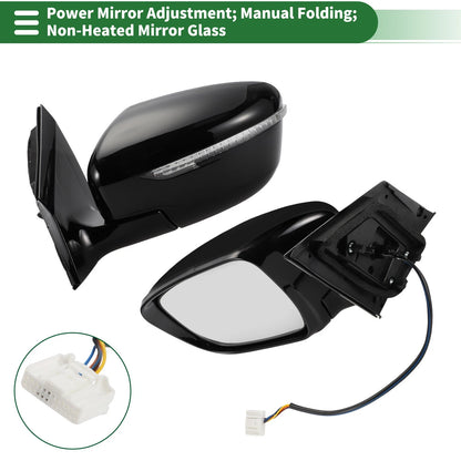 Left Side Door Mirror for Nissan Murano (2015-2020) Manual Folding Black