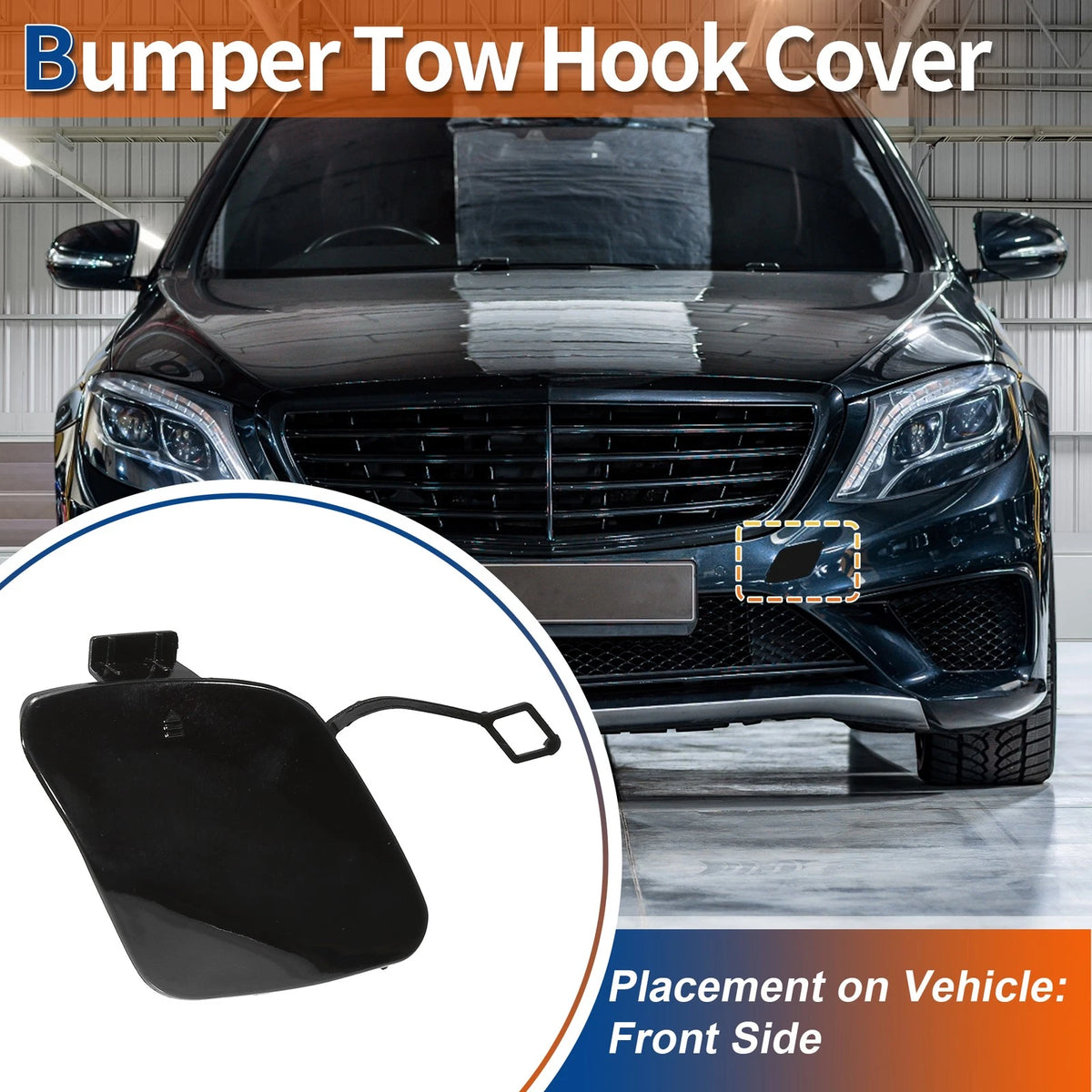 Bumper Tow Hook Cover for Mercedes W222 (2014-2020) - Obsidian Black