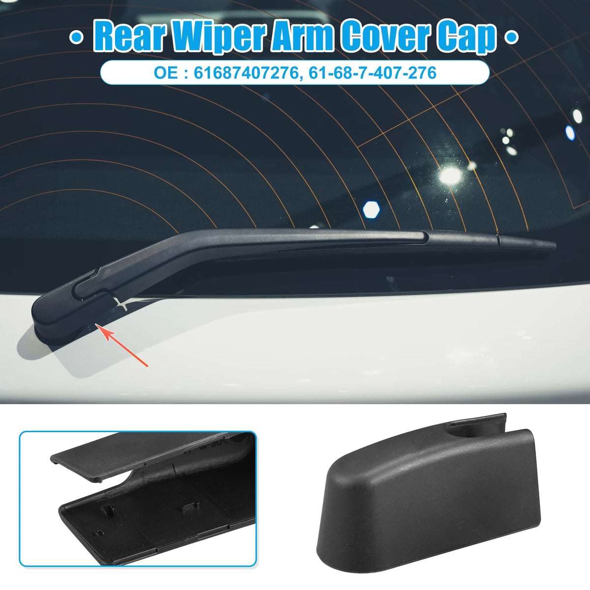 Rear Windshield Wiper Arm Nut Cap for BMW X3 2018-2024 (2 x Black)