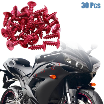 30pcs Round Cross Head Self Tapping Bolts Screws for Motorcycle Car