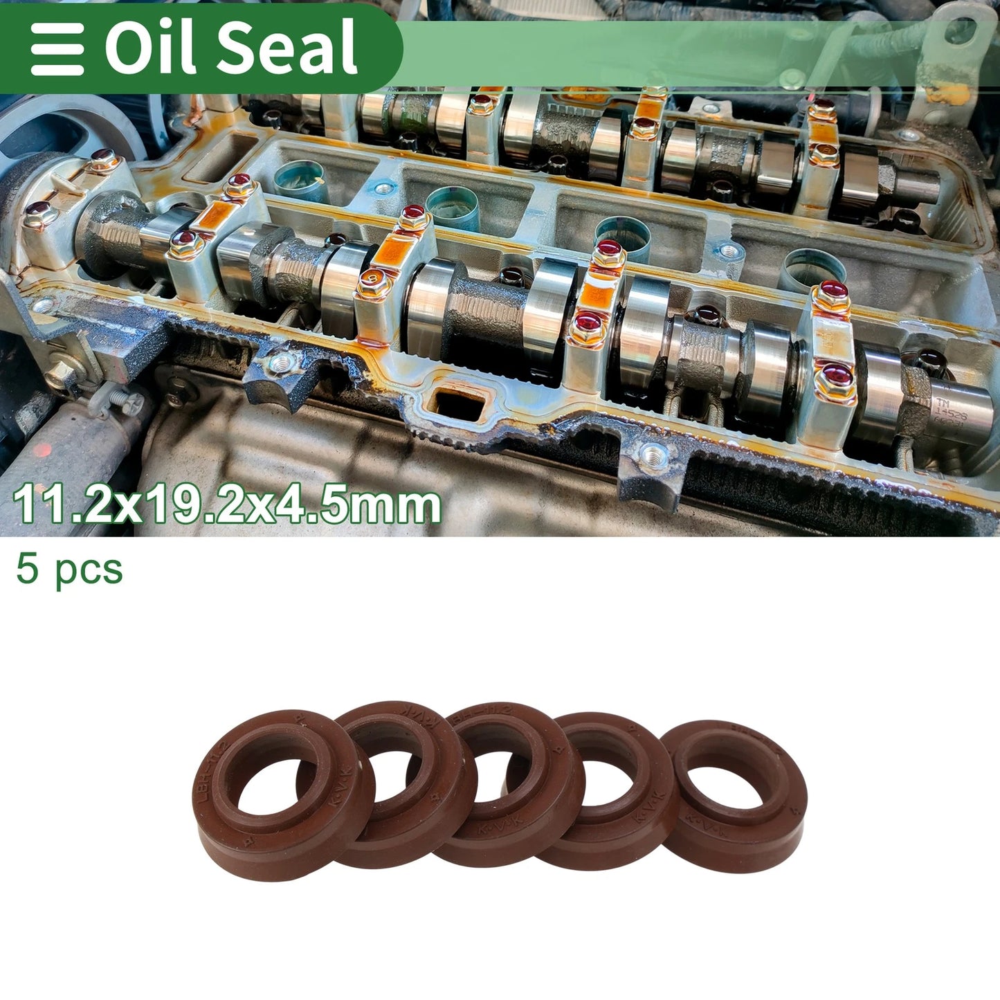 Oil Seal 11.2x19.2x4.5mm Seal Ring Rotary Shaft Seal FKM Rubber 5 Pcs