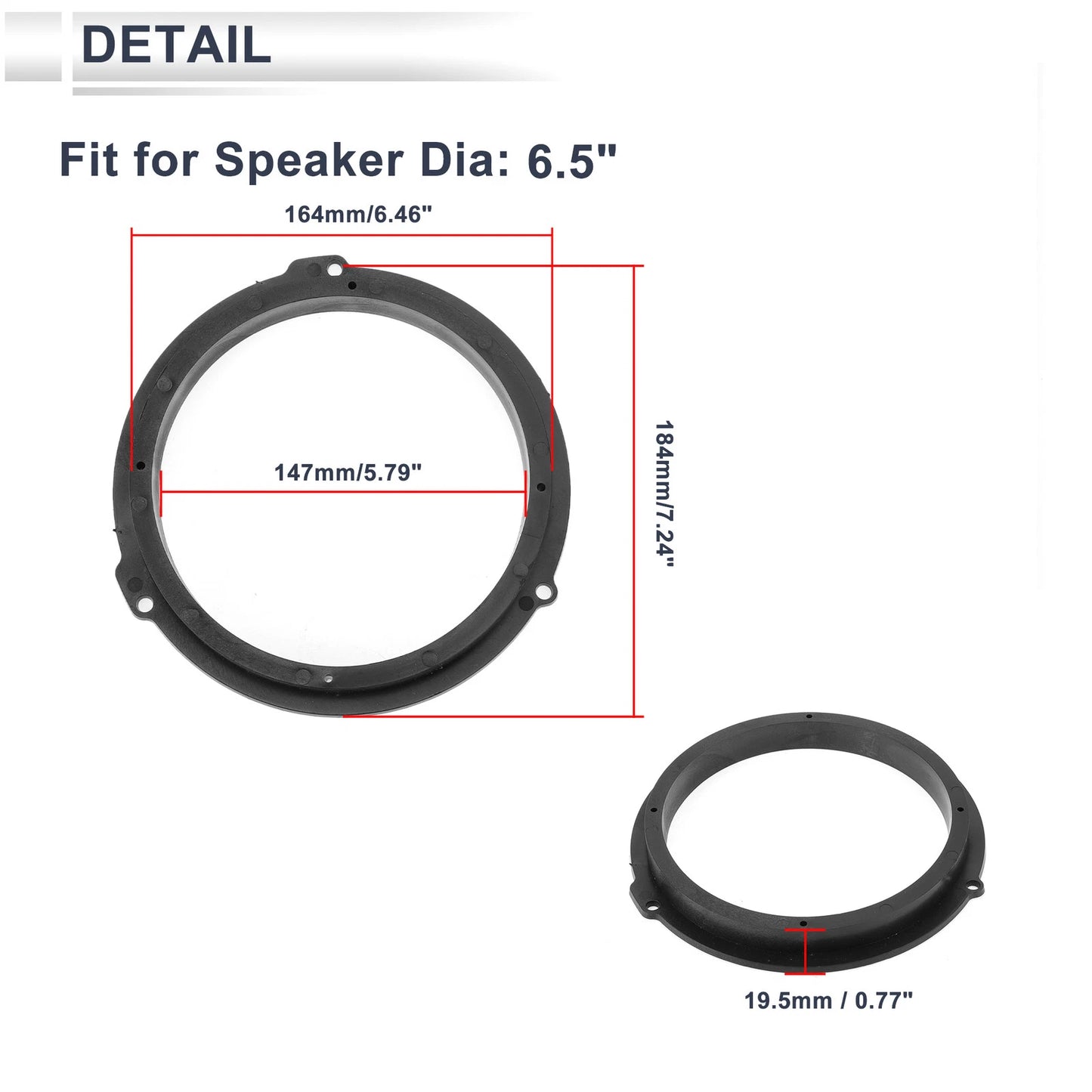 6.5" Speaker Spacer Adapter for Ford Focus  -  Tweeter Rings