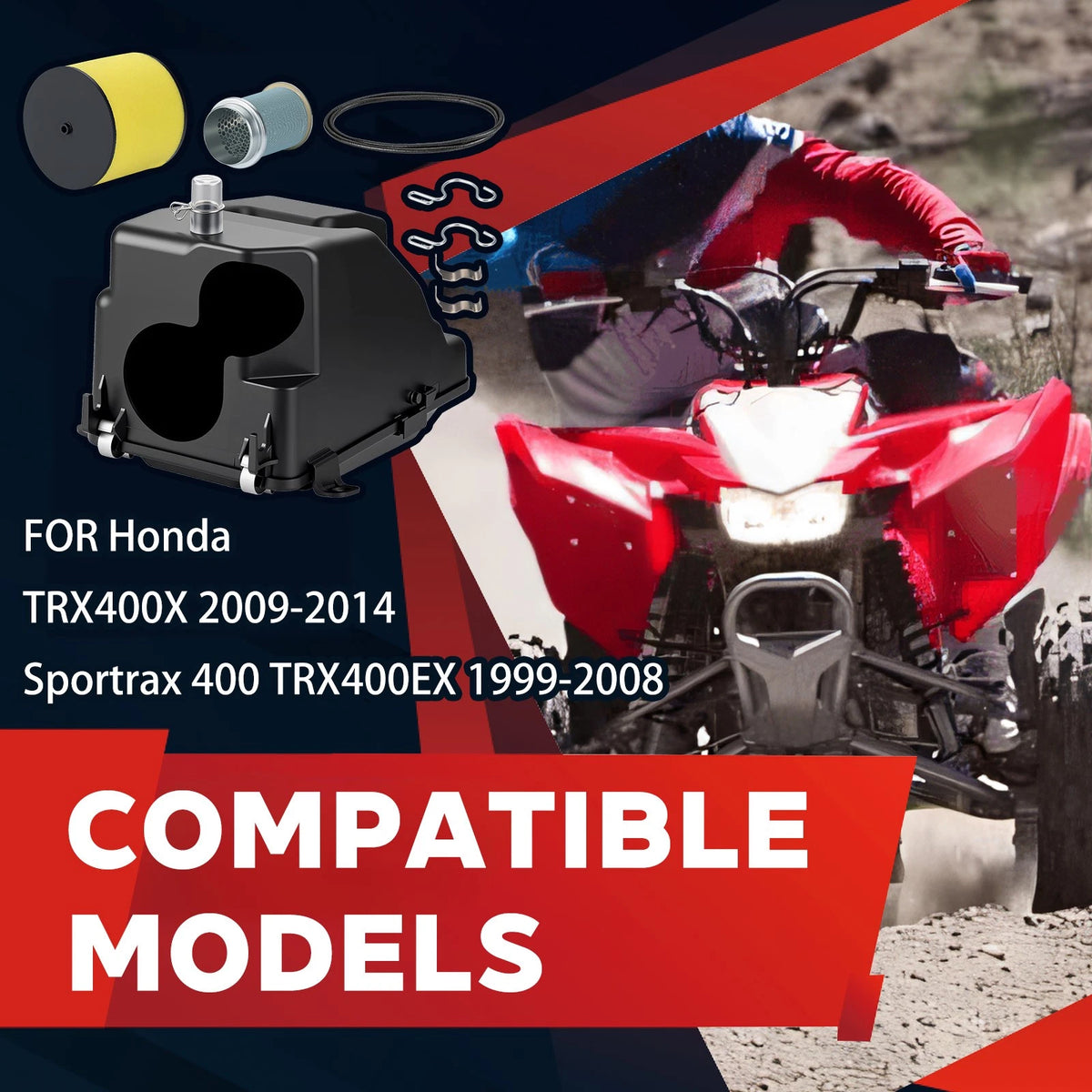 Air Box Case & Guide Kit for Honda Sportrax 400 TRX400EX 2x4 (1999-2008)