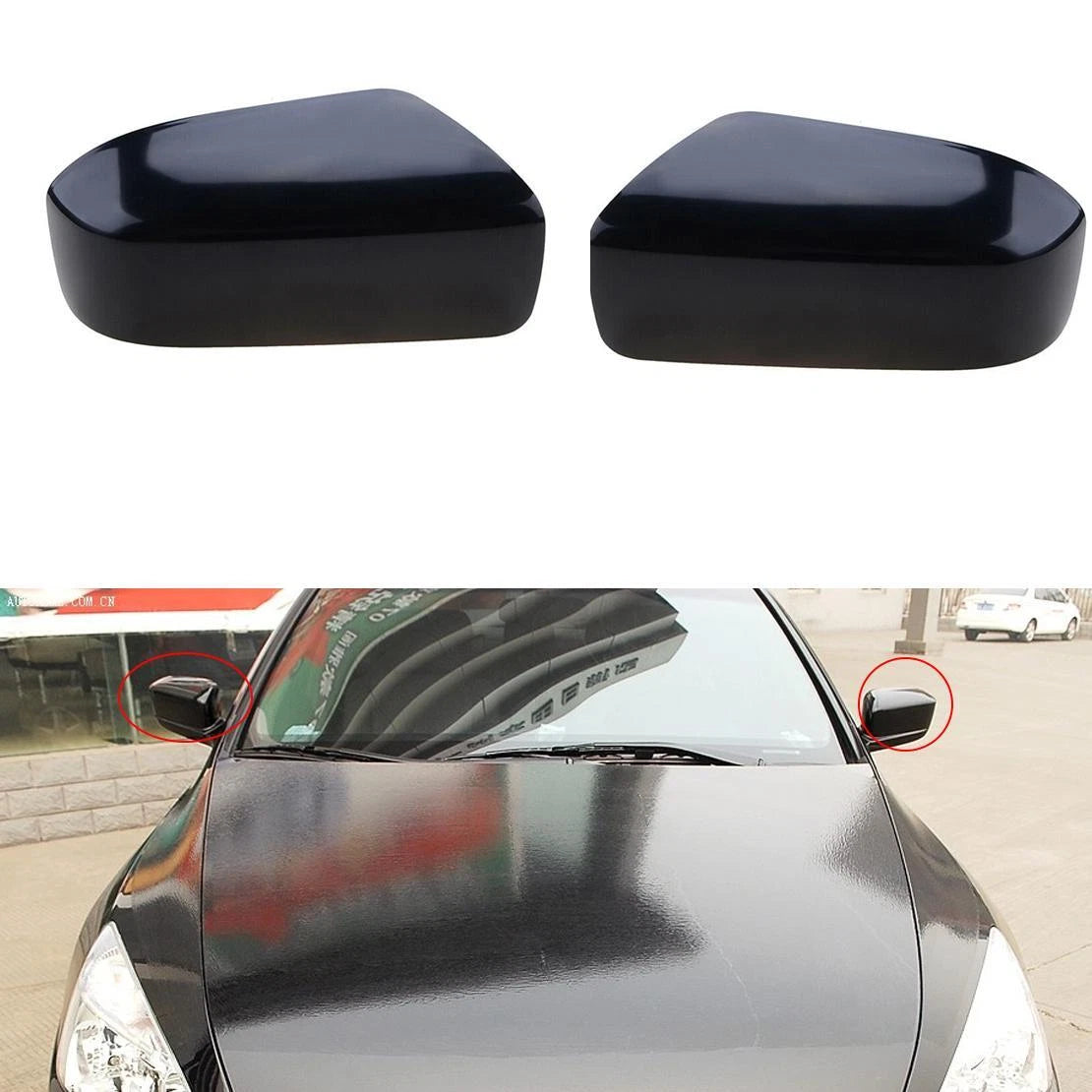 Left Right Side Mirror Cover Caps Black for Honda Accord (2003-2007)