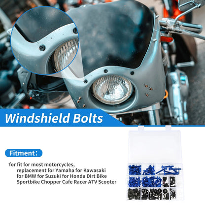 Windshield Bolts for Yamaha motorcycles Aluminum Rubber Blue