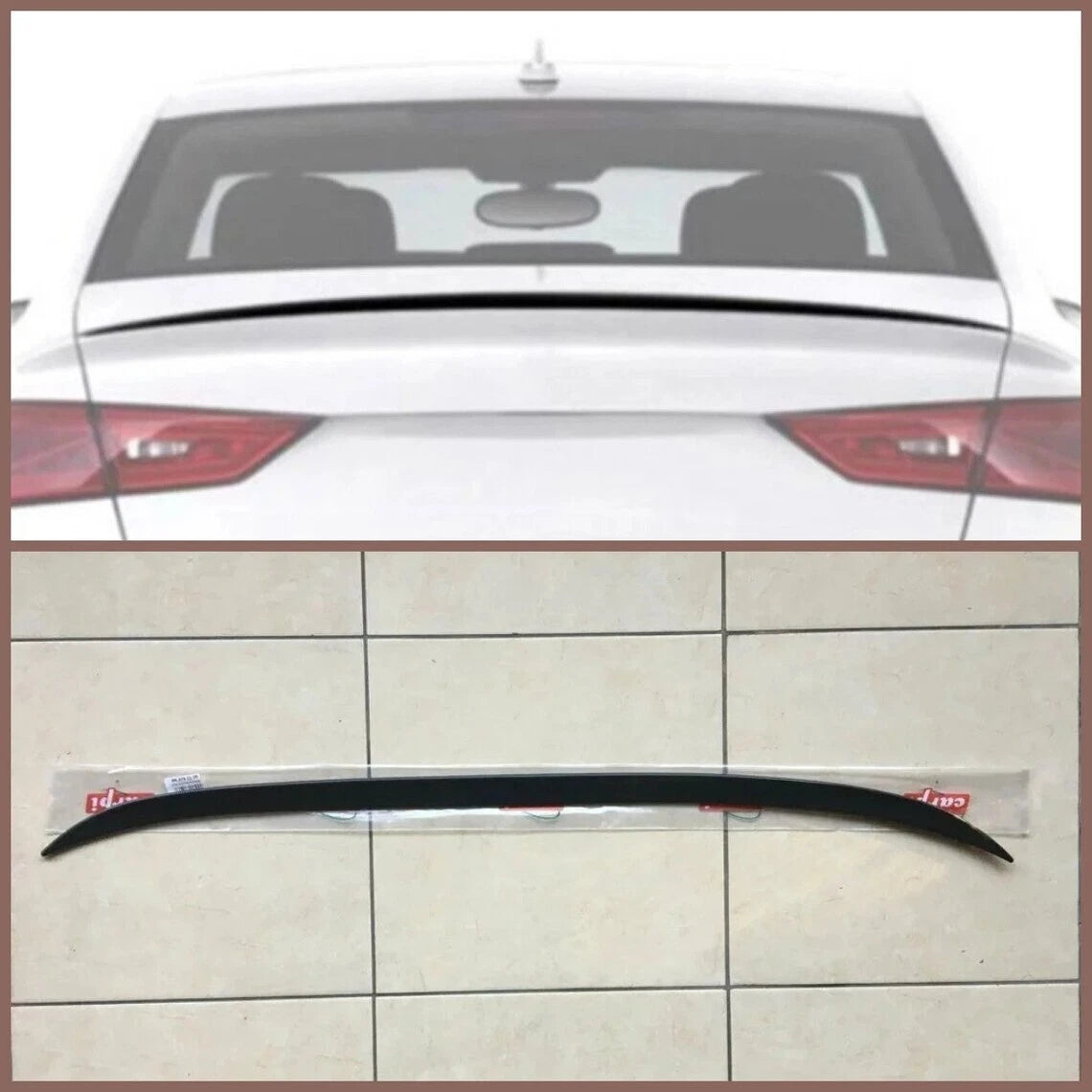 Rear Bumper Spoiler for Audi A3 Sedan Gloss Black (2013-2019)