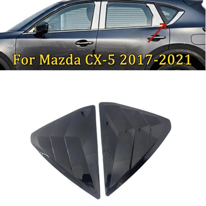 Glossy Black Rear Side Window Shutters Louvers Trim for Mazda CX-5 (2017-2021)