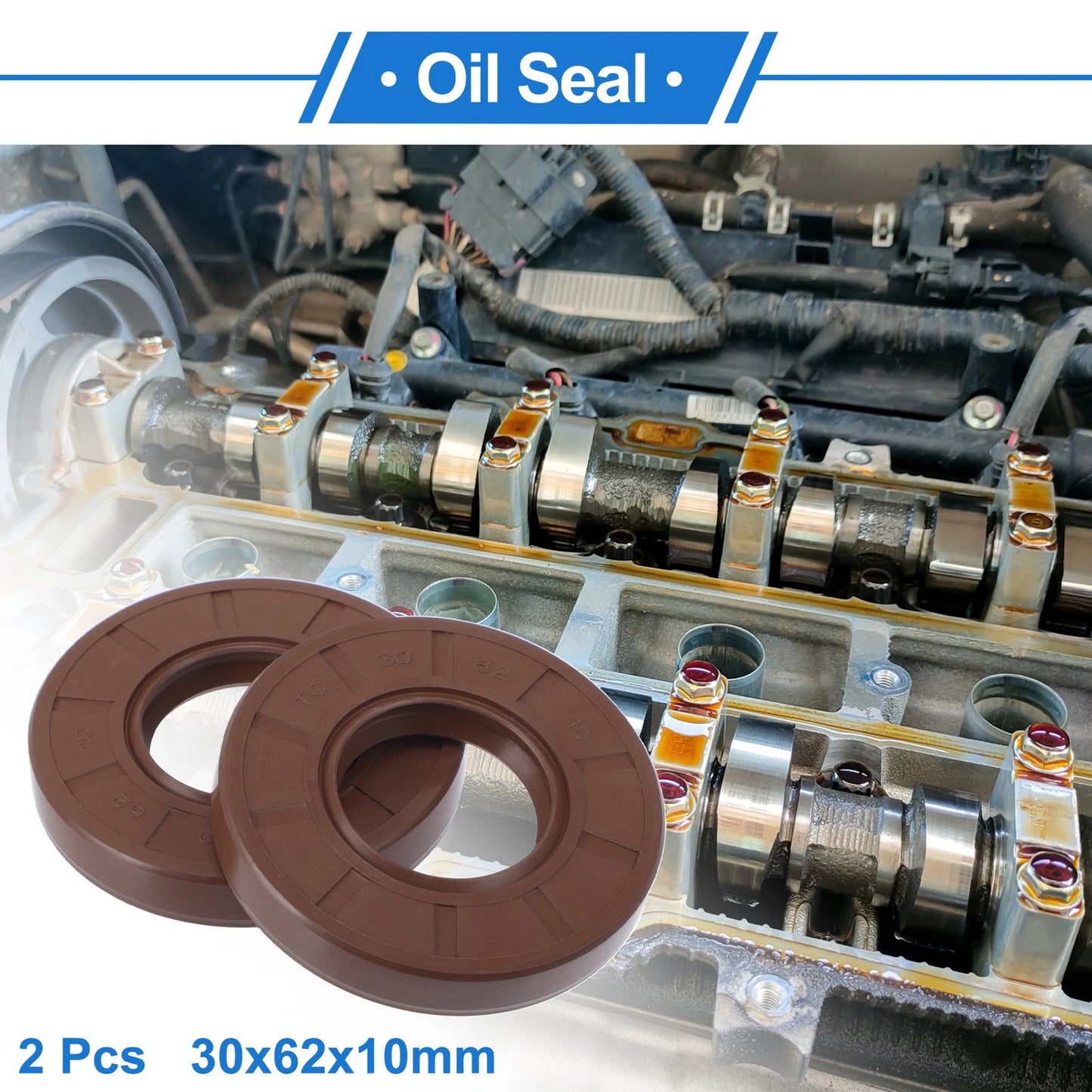 Oil Seal 30x62x10mm Rotary Shaft Seal FKM Brown 2 Pcs for Make Model