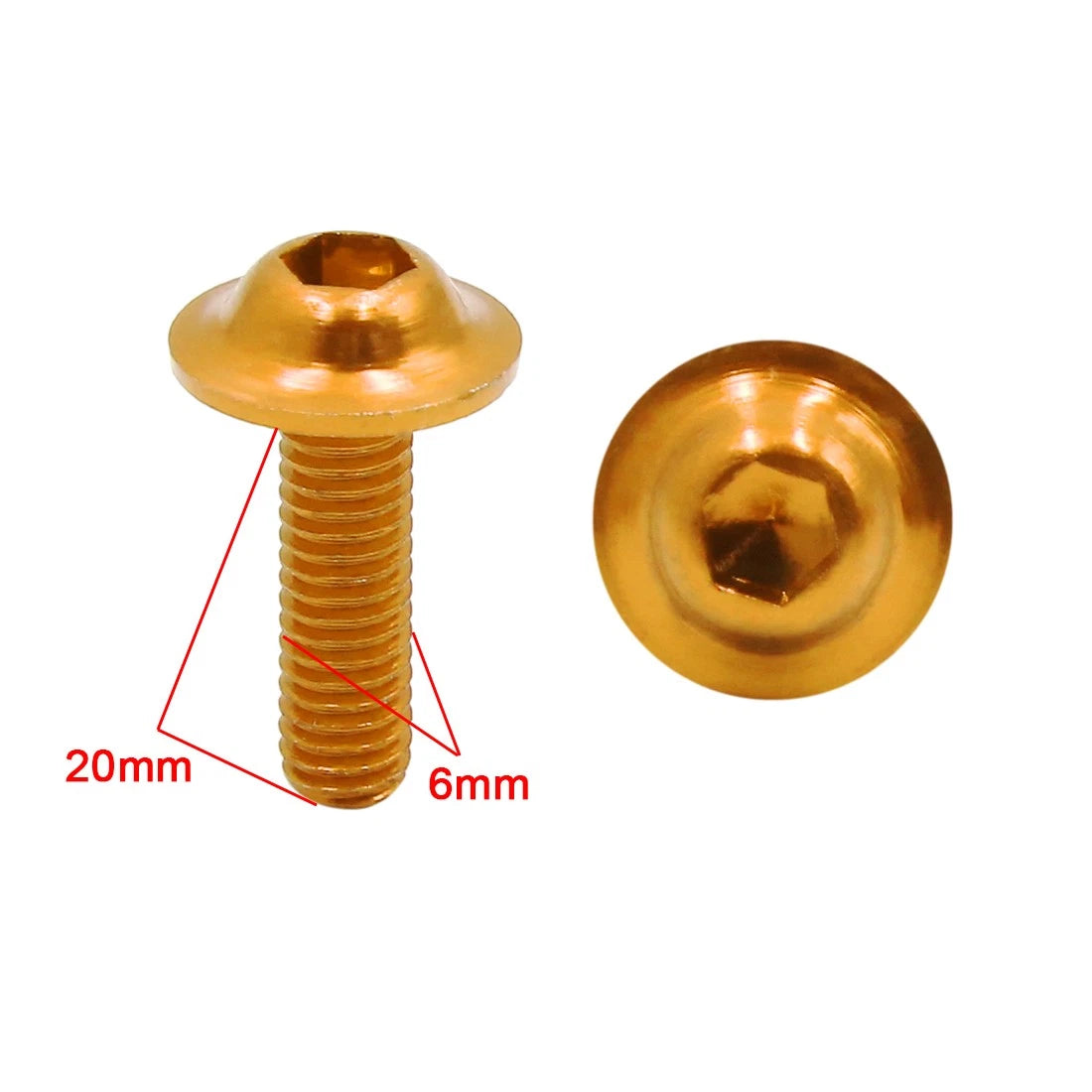 Bolts 40pcs Goldtone Aluminum Alloy Hex Socket Head M6x20 for Motorcycle