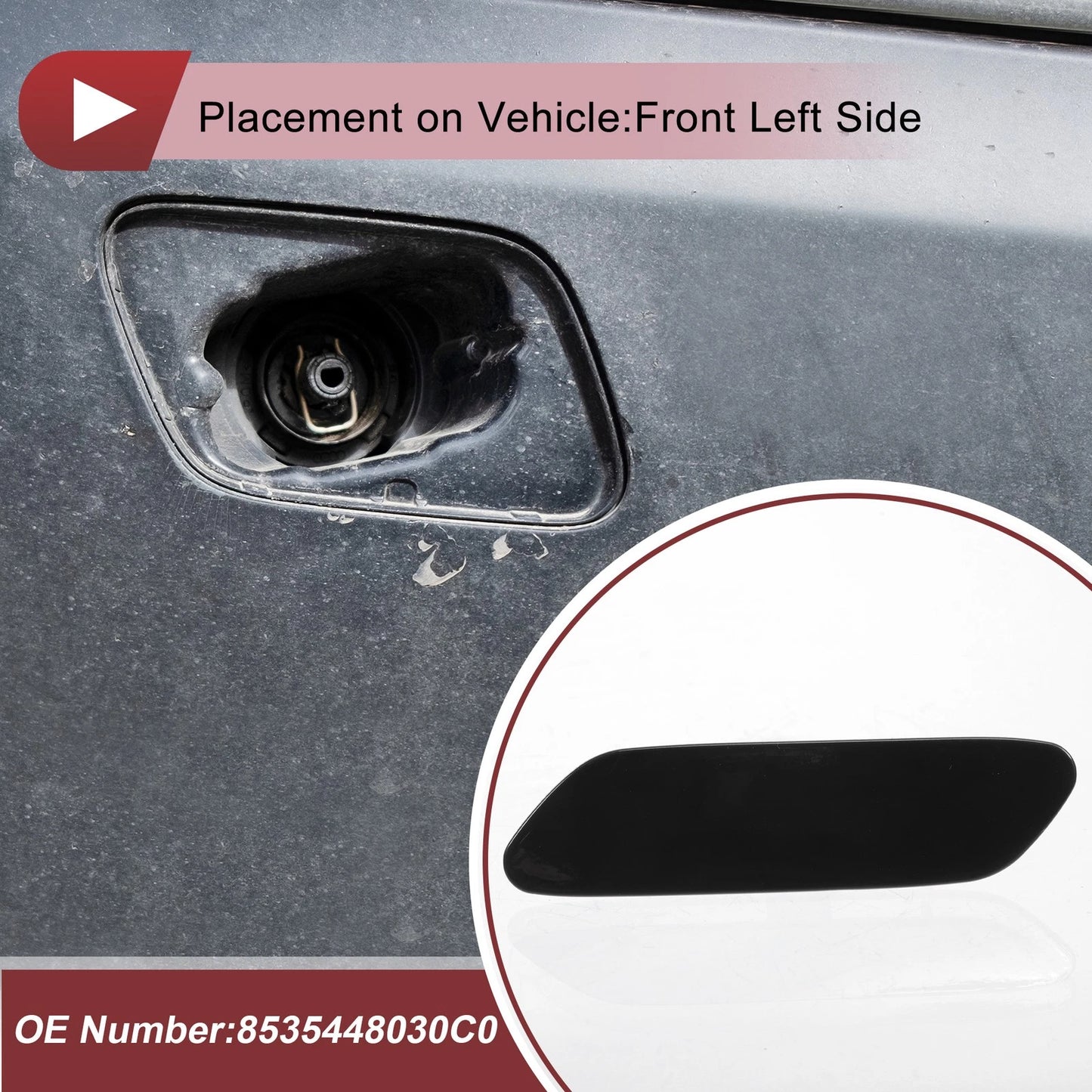 Front Left Washer Nozzle Cover for Lexus RX350 (2016-2019) Black 1 x Cap