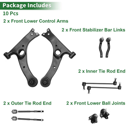 10 Pcs Front Lower Control Arms for Toyota Corolla (2003-2008)